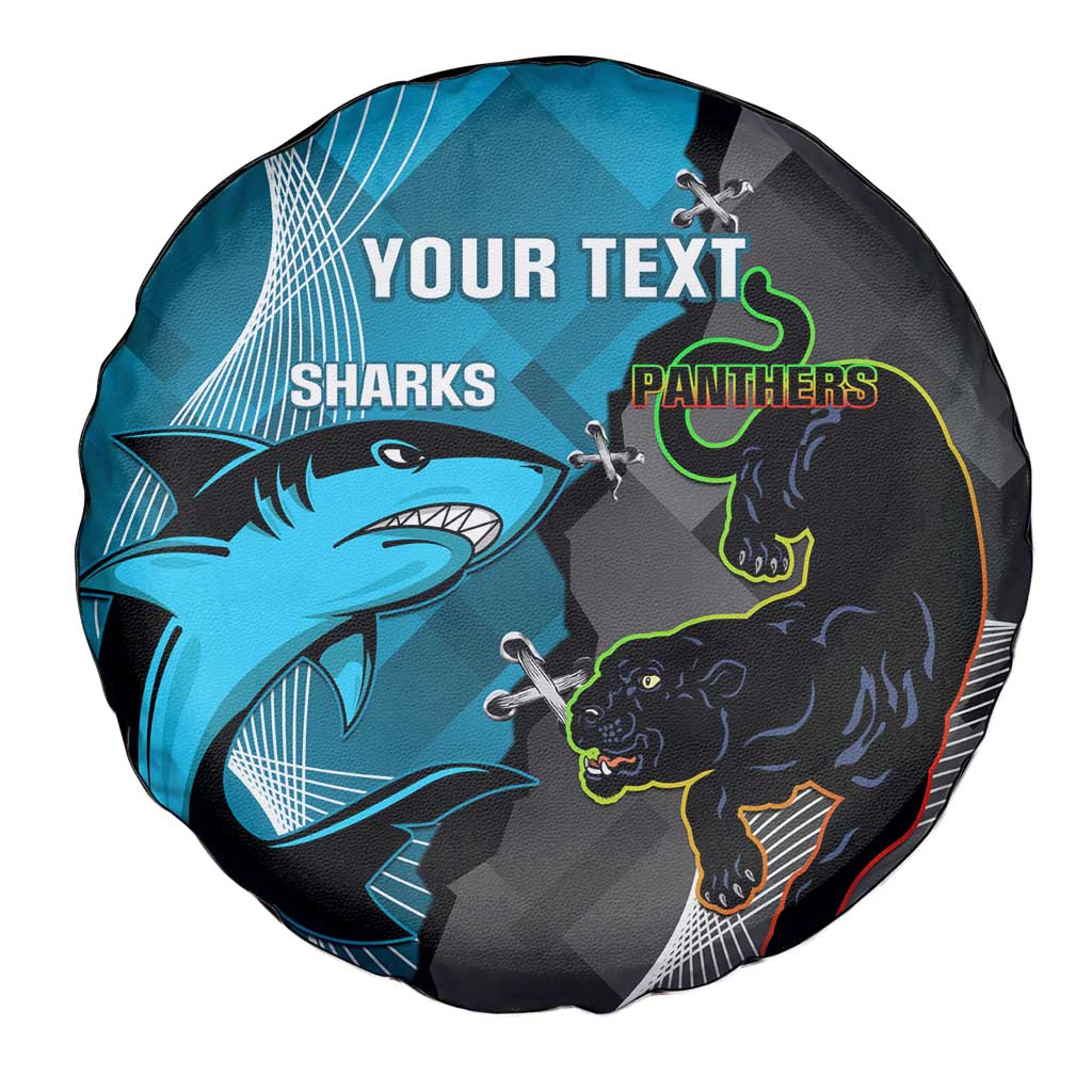 Custom NRL Panthers And Sharks Rugby 2024 Spare Tire Cover Go Champions Dynamic Version