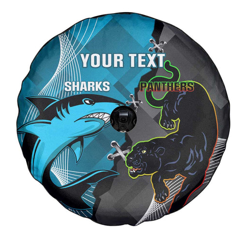 Custom NRL Panthers And Sharks Rugby 2024 Spare Tire Cover Go Champions Dynamic Version