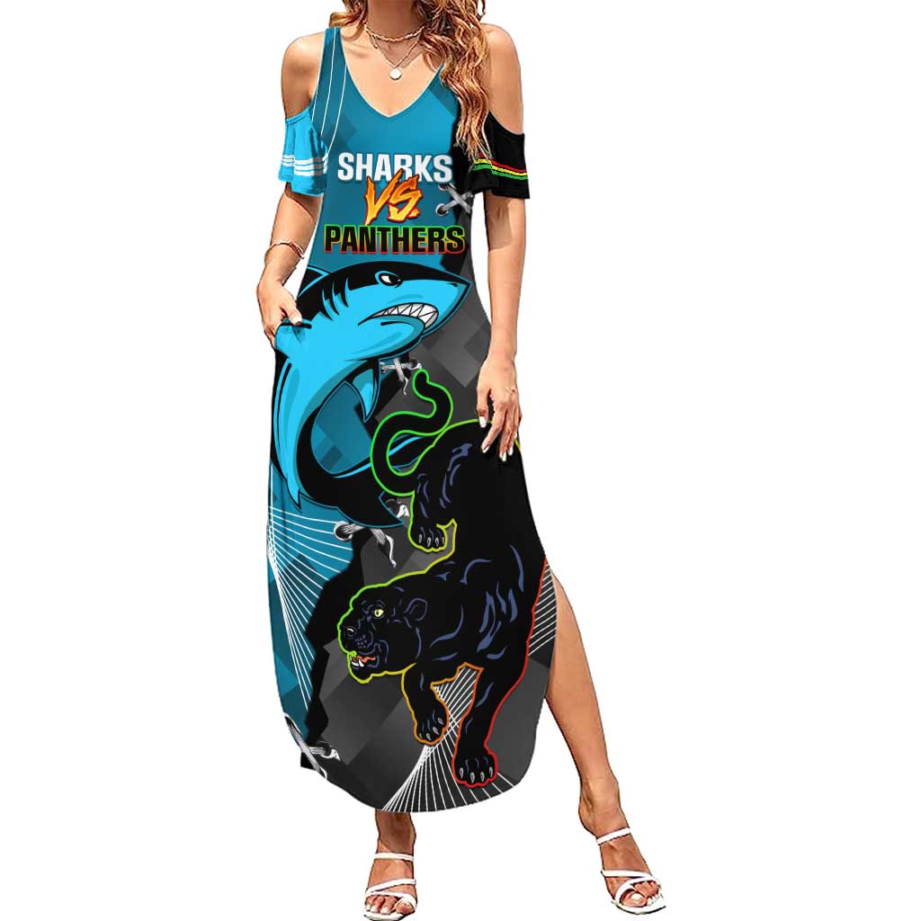 Custom NRL Panthers And Sharks Rugby 2024 Summer Maxi Dress Go Champions Dynamic Version