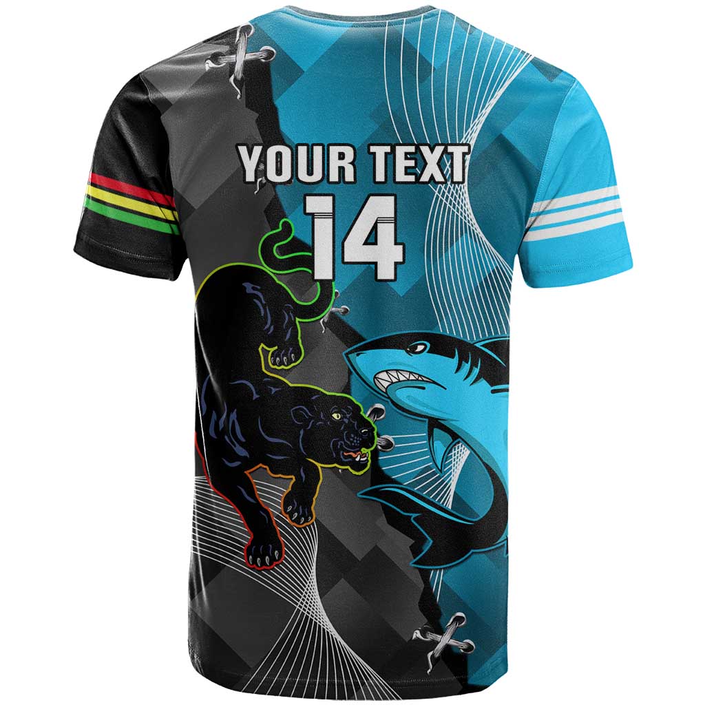 Custom NRL Panthers And Sharks Rugby 2024 T Shirt Go Champions Dynamic Version