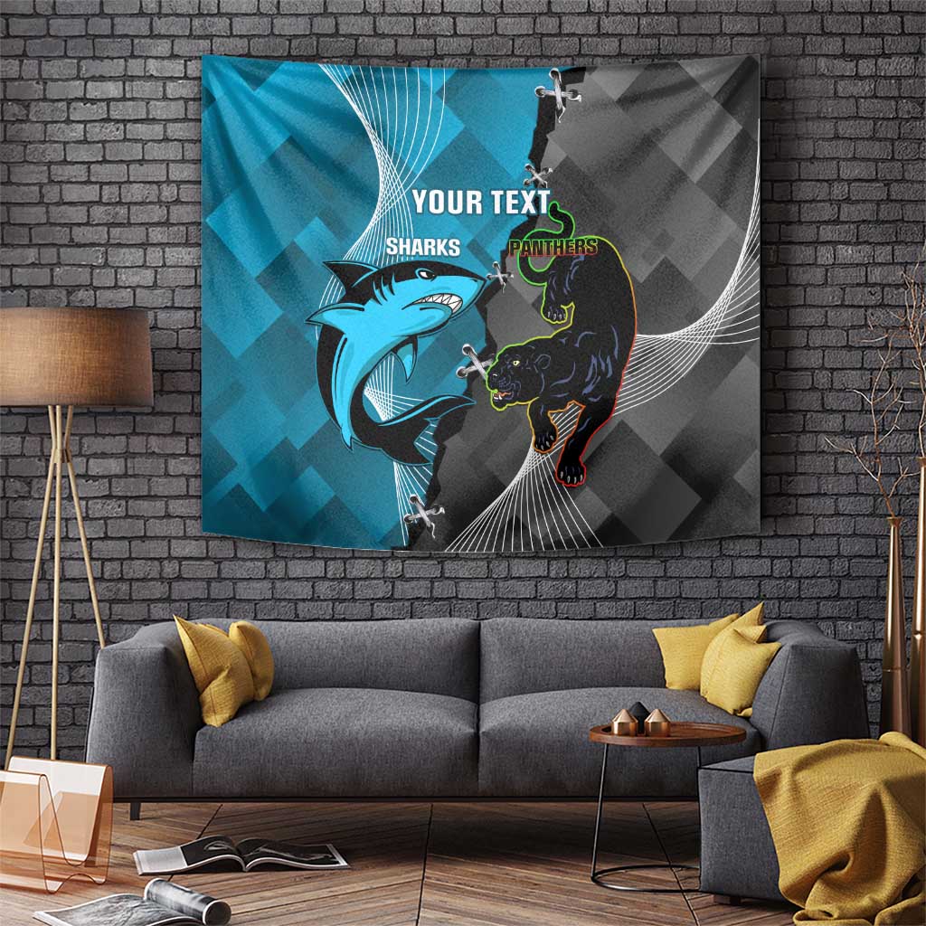 Custom NRL Panthers And Sharks Rugby 2024 Tapestry Go Champions Dynamic Version