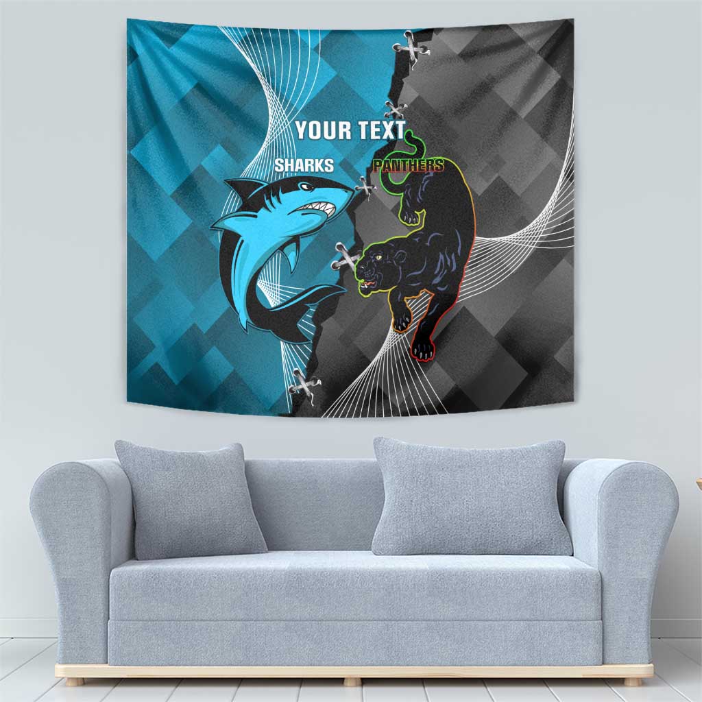 Custom NRL Panthers And Sharks Rugby 2024 Tapestry Go Champions Dynamic Version