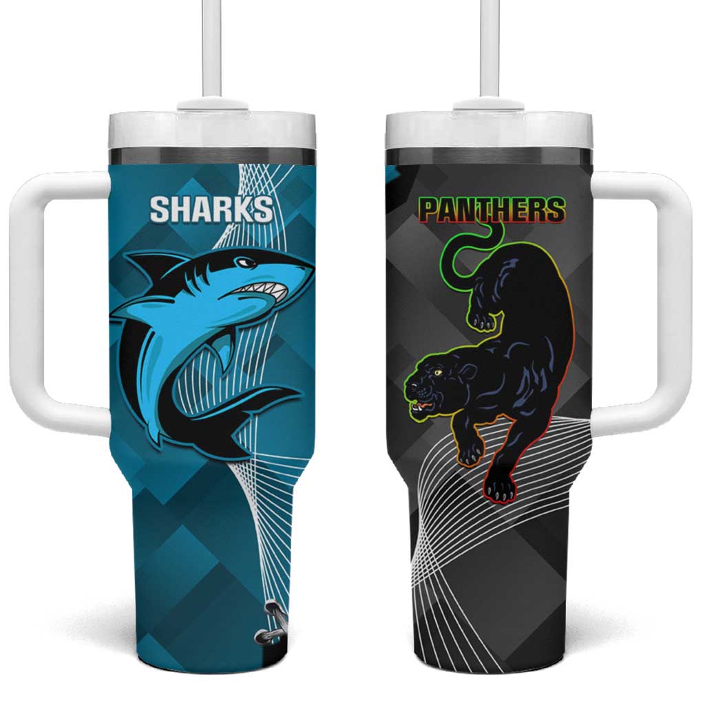 NRL Panthers And Sharks Rugby 2024 Tumbler With Handle Go Champions Dynamic Version