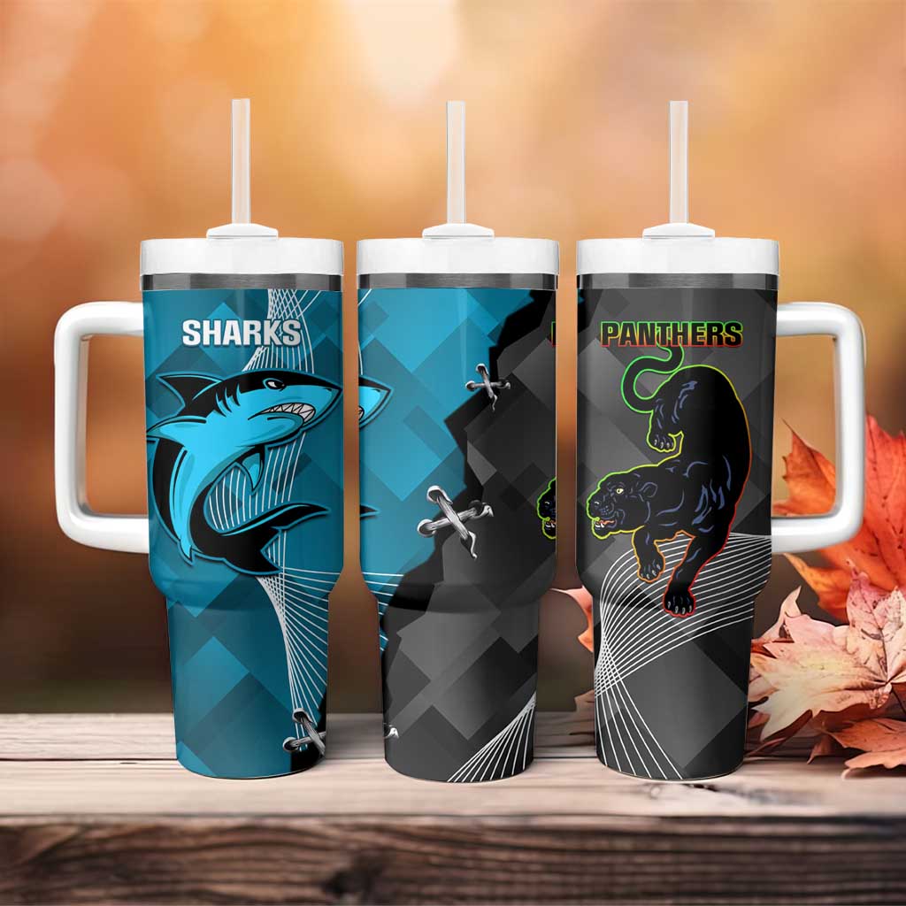 NRL Panthers And Sharks Rugby 2024 Tumbler With Handle Go Champions Dynamic Version