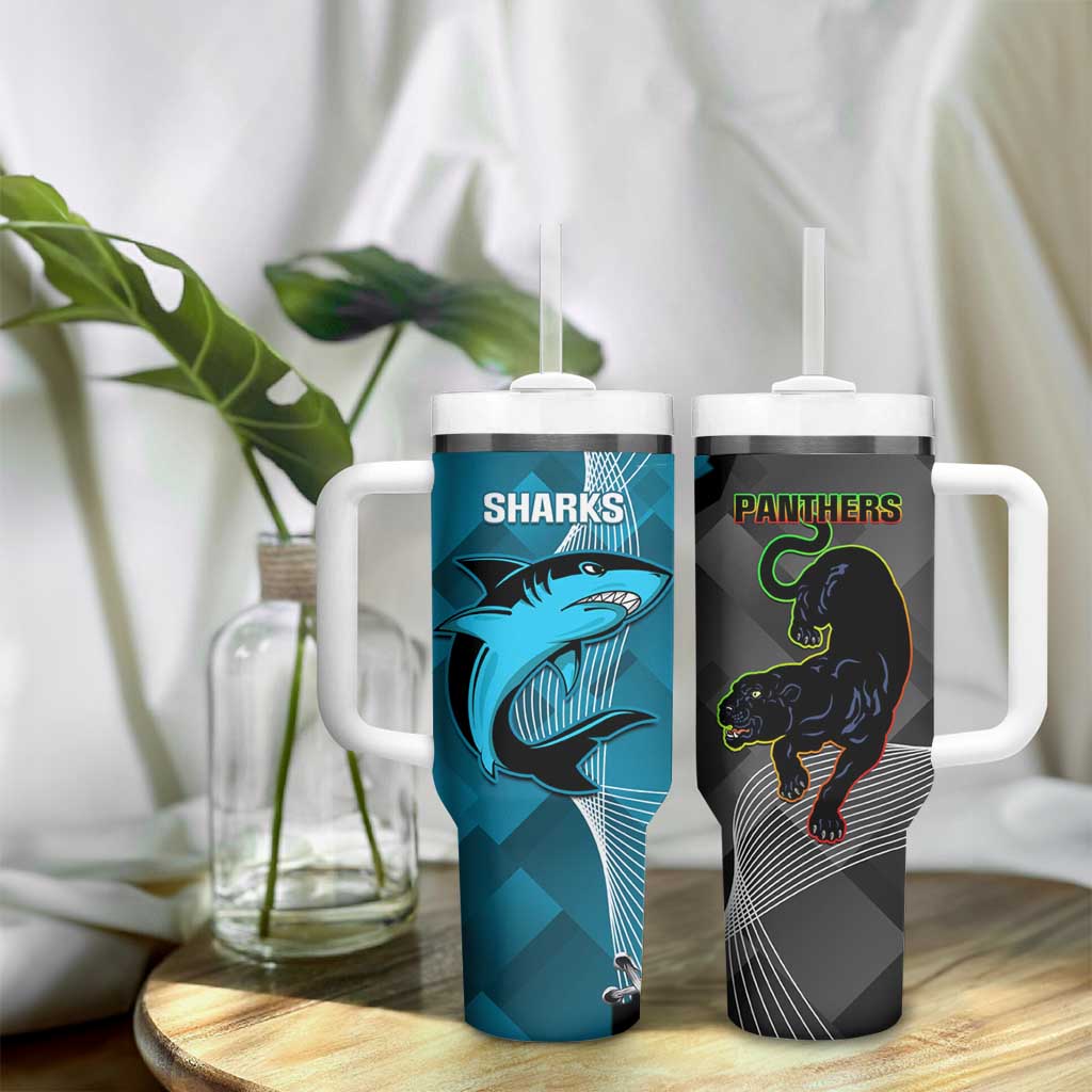 NRL Panthers And Sharks Rugby 2024 Tumbler With Handle Go Champions Dynamic Version