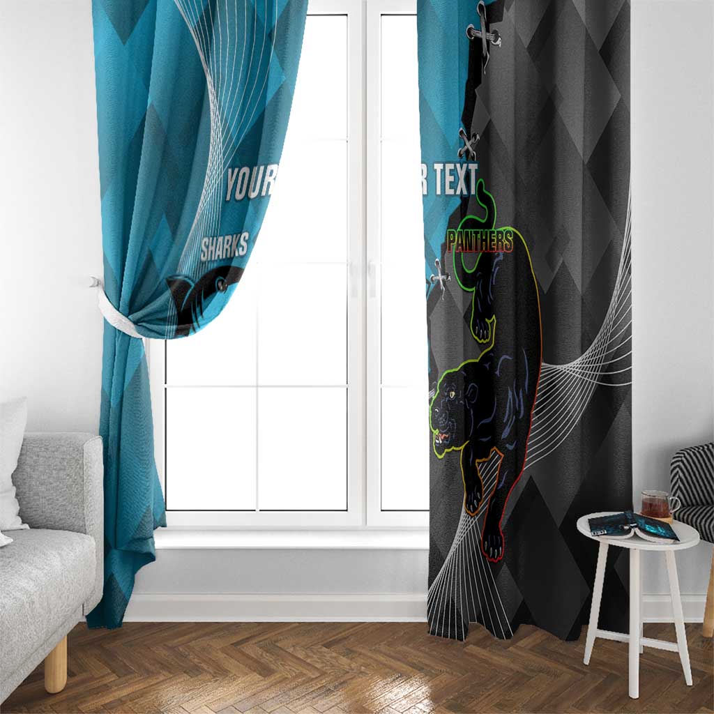 Custom NRL Panthers And Sharks Rugby 2024 Window Curtain Go Champions Dynamic Version