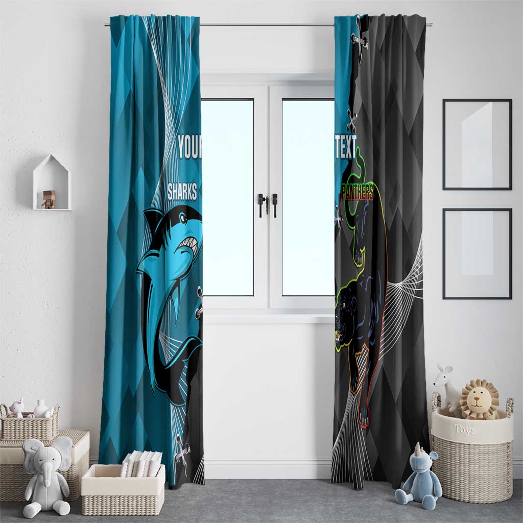 Custom NRL Panthers And Sharks Rugby 2024 Window Curtain Go Champions Dynamic Version
