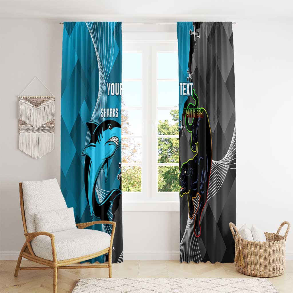 Custom NRL Panthers And Sharks Rugby 2024 Window Curtain Go Champions Dynamic Version
