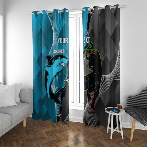 Custom NRL Panthers And Sharks Rugby 2024 Window Curtain Go Champions Dynamic Version