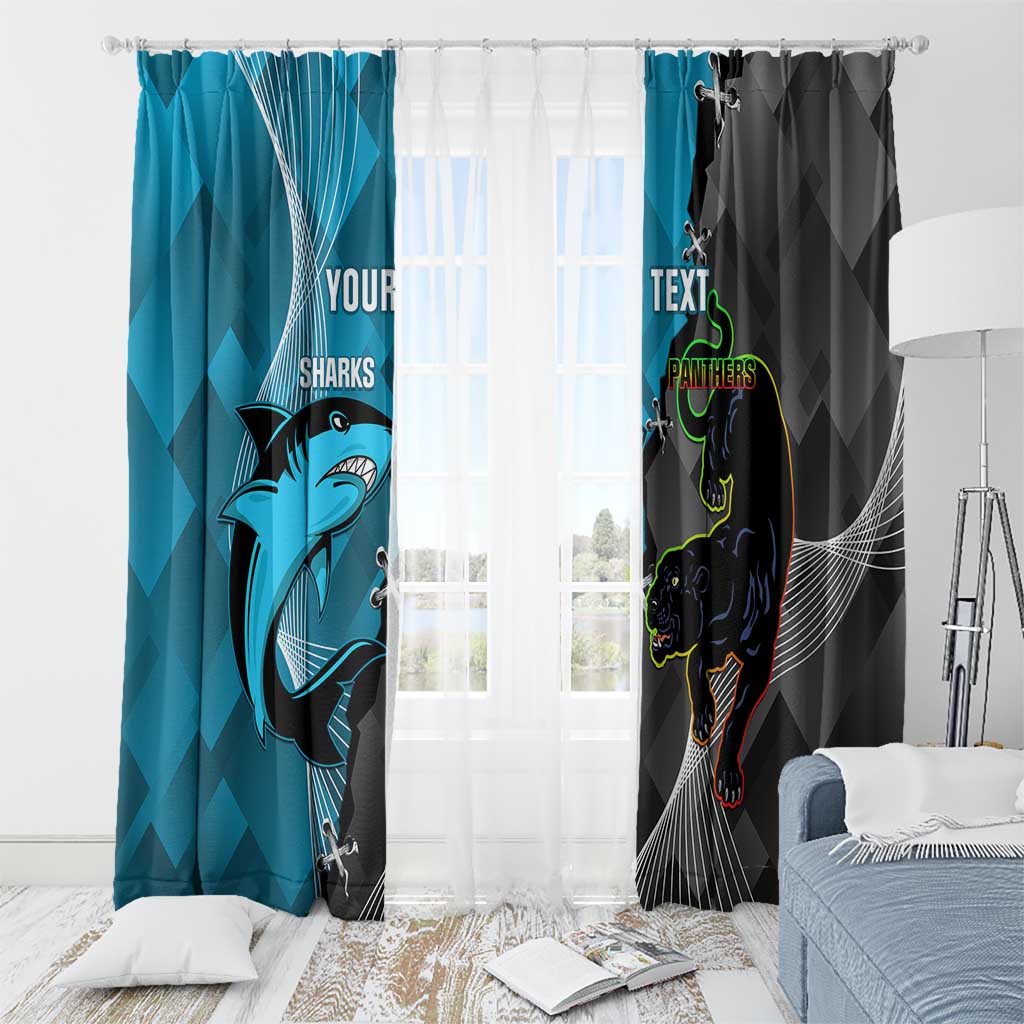 Custom NRL Panthers And Sharks Rugby 2024 Window Curtain Go Champions Dynamic Version