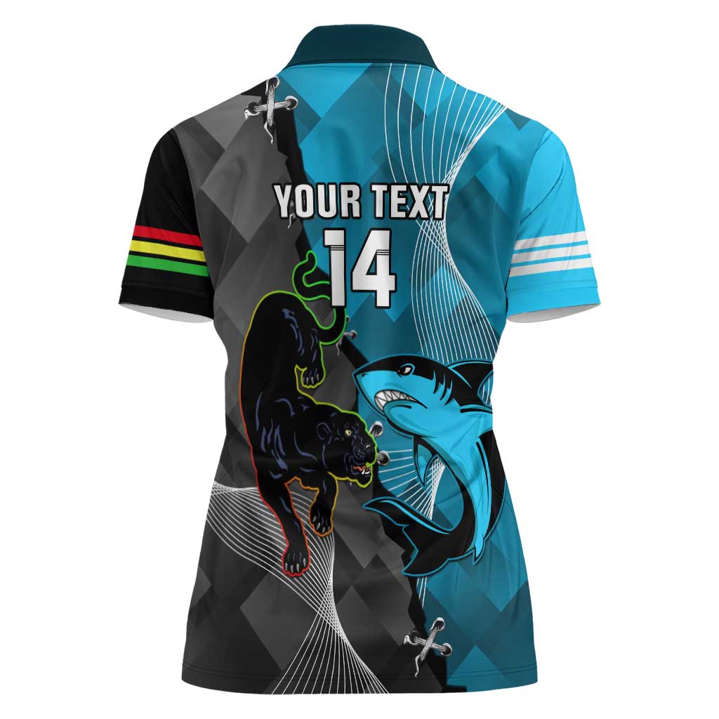 Custom NRL Panthers And Sharks Rugby 2024 Women Polo Shirt Go Champions Dynamic Version