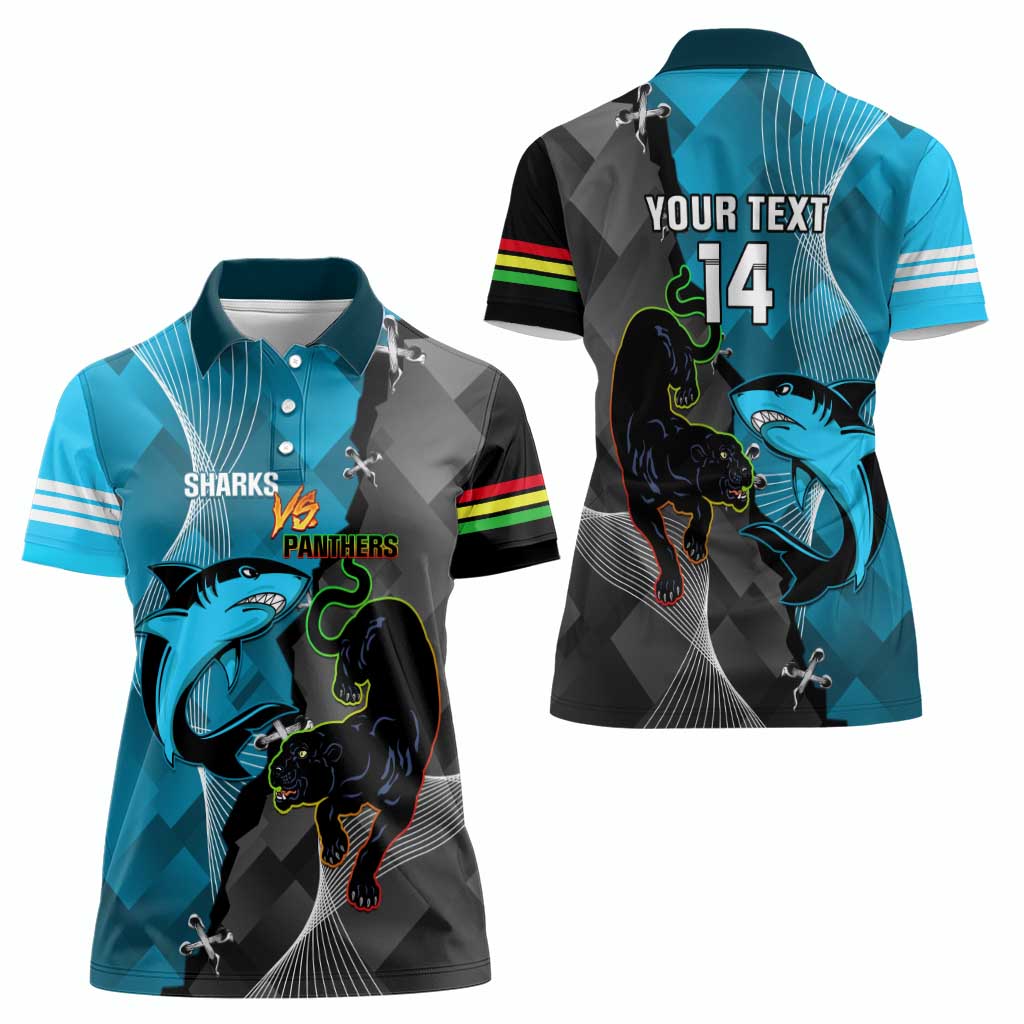 Custom NRL Panthers And Sharks Rugby 2024 Women Polo Shirt Go Champions Dynamic Version