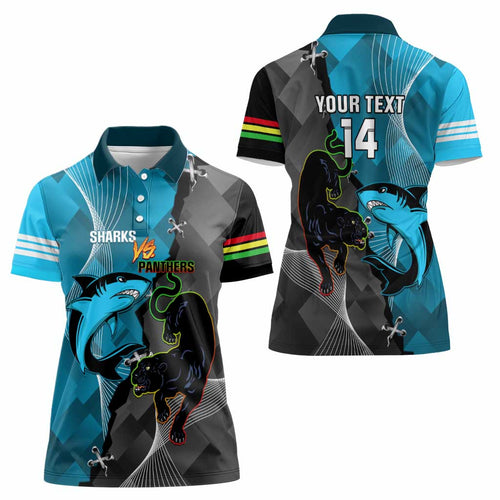 Custom NRL Panthers And Sharks Rugby 2024 Women Polo Shirt Go Champions Dynamic Version