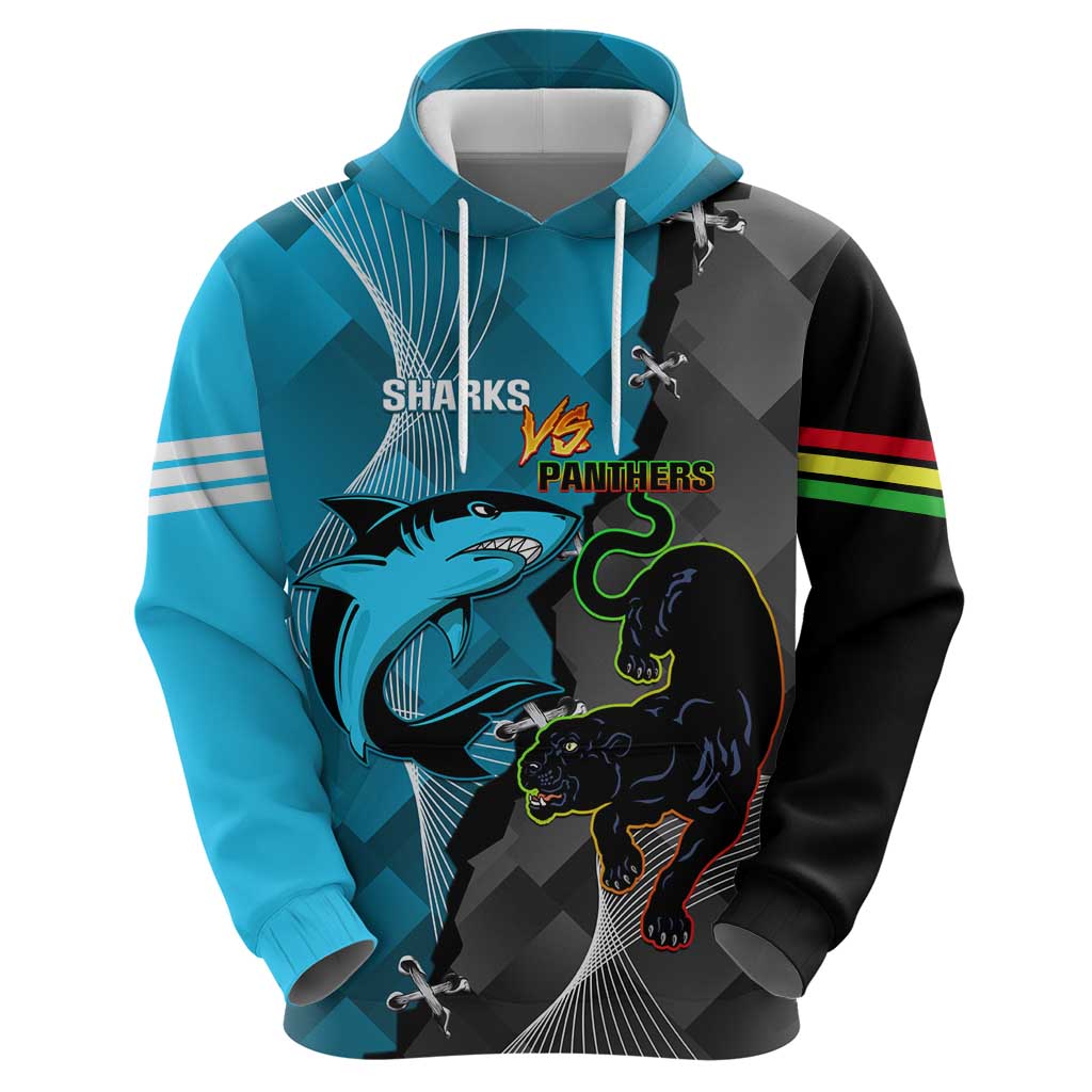 Custom NRL Panthers And Sharks Rugby 2024 Zip Hoodie Go Champions Dynamic Version