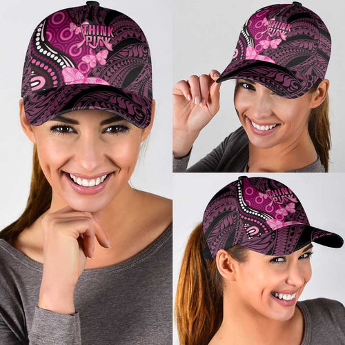 Think Pink Breast Cancer Awareness Australia Classic Cap Butterfly Aboriginal Mix Polynesian Pattern - Aussie Hoodie