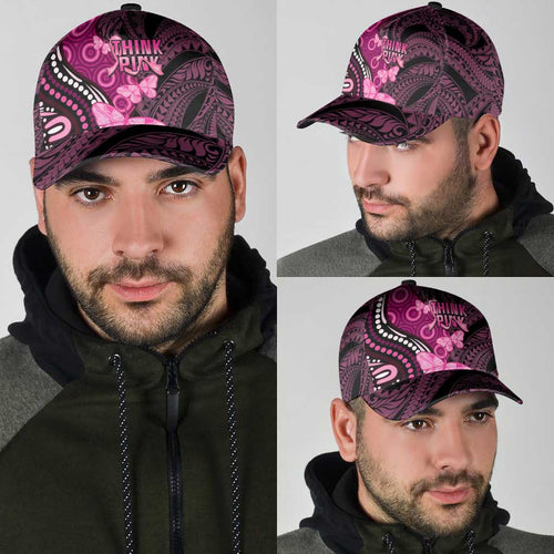 Think Pink Breast Cancer Awareness Australia Classic Cap Butterfly Aboriginal Mix Polynesian Pattern - Aussie Hoodie