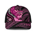 Think Pink Breast Cancer Awareness Australia Mesh Trucker Cap Butterfly Aboriginal Mix Polynesian Pattern - Aussie Hoodie
