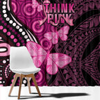 Think Pink Breast Cancer Awareness Window Curtain Butterfly Aboriginal Mix Polynesian Pattern