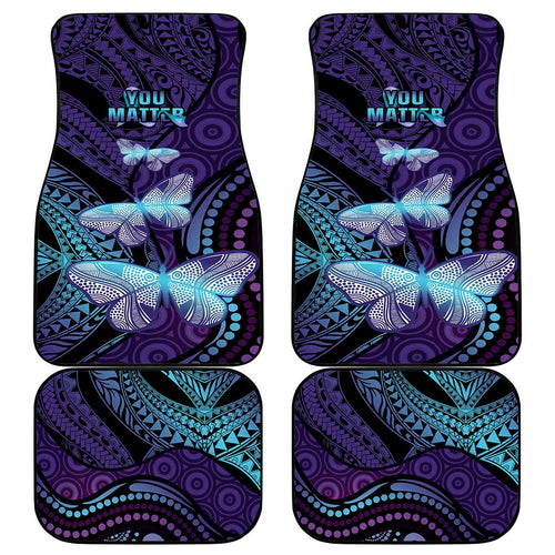 You Matter Suicide Prevention Awareness Car Mats Butterfly Aboriginal Mix Polynesian Pattern
