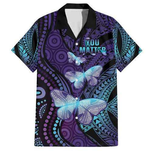 You Matter Suicide Prevention Awareness Family Matching Summer Maxi Dress and Hawaiian Shirt Butterfly Aboriginal Mix Polynesian Pattern