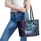 You Matter Suicide Prevention Awareness Leather Tote Bag Butterfly Aboriginal Mix Polynesian Pattern