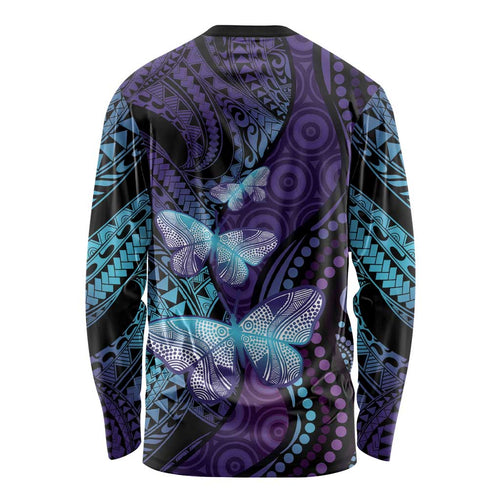 You Matter Suicide Prevention Awareness Long Sleeve Shirt Butterfly Aboriginal Mix Polynesian Pattern