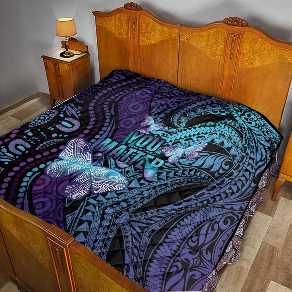 You Matter Suicide Prevention Awareness Quilt Butterfly Aboriginal Mix Polynesian Pattern