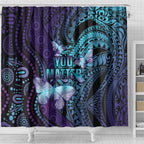 You Matter Suicide Prevention Awareness Shower Curtain Butterfly Aboriginal Mix Polynesian Pattern