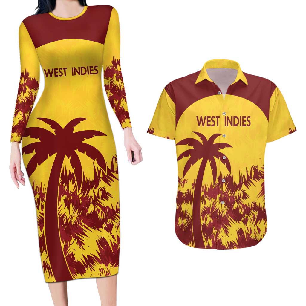 Custom West Indies Cricket Couples Matching Long Sleeve Bodycon Dress and Hawaiian Shirt Windies Newest Version