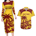 Custom West Indies Cricket Couples Matching Long Sleeve Bodycon Dress and Hawaiian Shirt Windies Newest Version