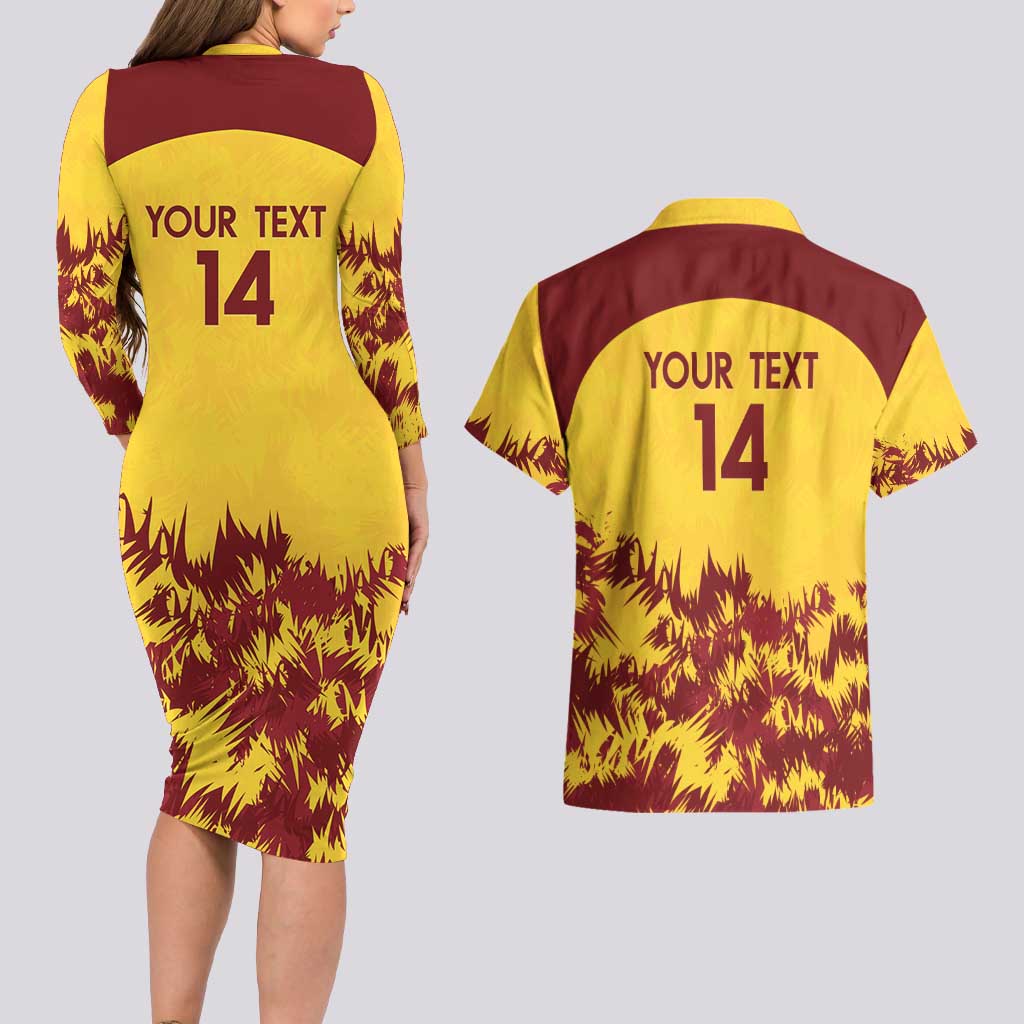 Custom West Indies Cricket Couples Matching Long Sleeve Bodycon Dress and Hawaiian Shirt Windies Newest Version