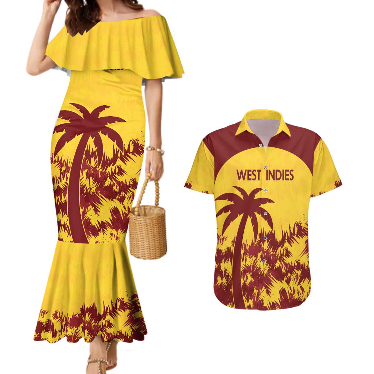 Custom West Indies Cricket Couples Matching Mermaid Dress and Hawaiian Shirt Windies Newest Version