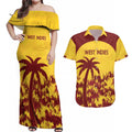 Custom West Indies Cricket Couples Matching Off Shoulder Maxi Dress and Hawaiian Shirt Windies Newest Version