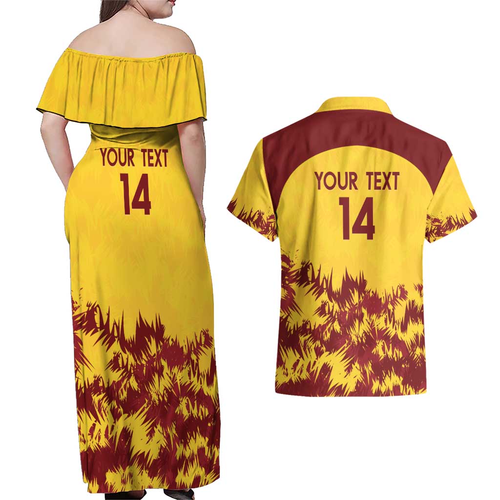 Custom West Indies Cricket Couples Matching Off Shoulder Maxi Dress and Hawaiian Shirt Windies Newest Version