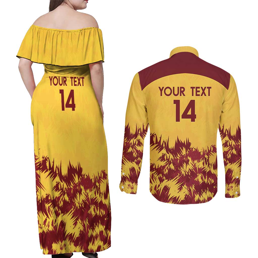 Custom West Indies Cricket Couples Matching Off Shoulder Maxi Dress and Long Sleeve Button Shirt Windies Newest Version