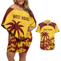 Custom West Indies Cricket Couples Matching Off Shoulder Short Dress and Hawaiian Shirt Windies Newest Version