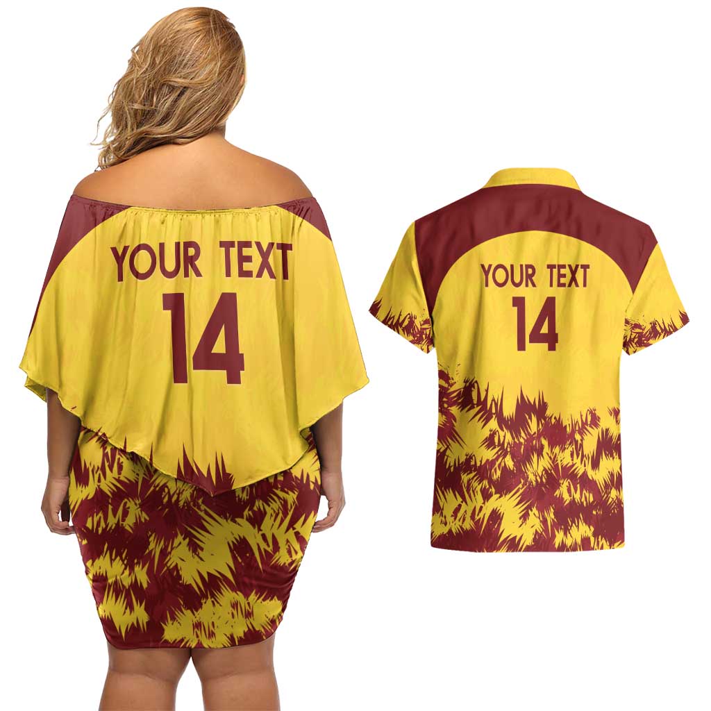 Custom West Indies Cricket Couples Matching Off Shoulder Short Dress and Hawaiian Shirt Windies Newest Version
