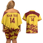 Custom West Indies Cricket Couples Matching Off Shoulder Short Dress and Hawaiian Shirt Windies Newest Version
