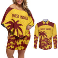 Custom West Indies Cricket Couples Matching Off Shoulder Short Dress and Long Sleeve Button Shirt Windies Newest Version