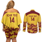 Custom West Indies Cricket Couples Matching Off Shoulder Short Dress and Long Sleeve Button Shirt Windies Newest Version