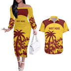 Custom West Indies Cricket Couples Matching Off The Shoulder Long Sleeve Dress and Hawaiian Shirt Windies Newest Version