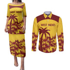 Custom West Indies Cricket Couples Matching Puletasi and Long Sleeve Button Shirt Windies Newest Version