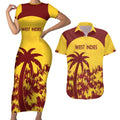 Custom West Indies Cricket Couples Matching Short Sleeve Bodycon Dress and Hawaiian Shirt Windies Newest Version