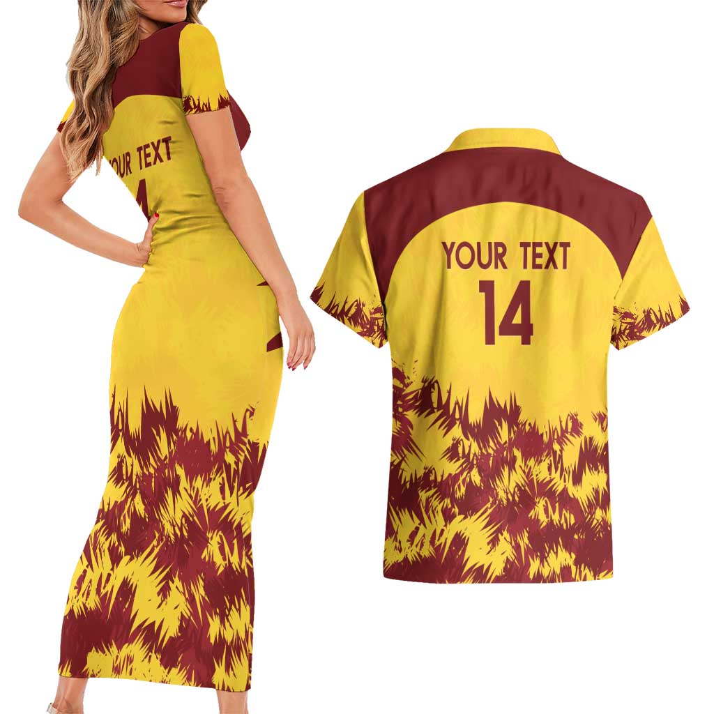 Custom West Indies Cricket Couples Matching Short Sleeve Bodycon Dress and Hawaiian Shirt Windies Newest Version