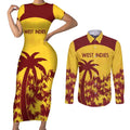 Custom West Indies Cricket Couples Matching Short Sleeve Bodycon Dress and Long Sleeve Button Shirt Windies Newest Version