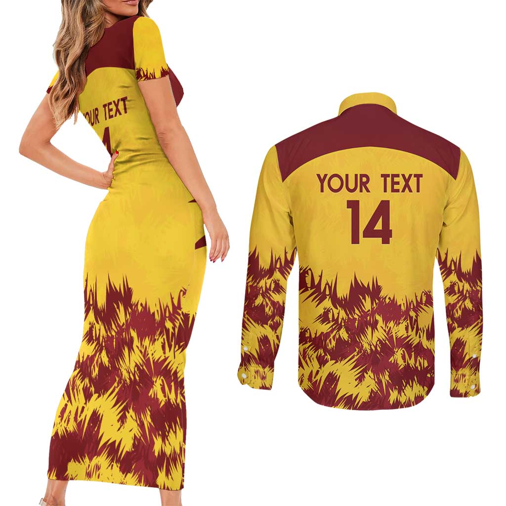 Custom West Indies Cricket Couples Matching Short Sleeve Bodycon Dress and Long Sleeve Button Shirt Windies Newest Version