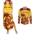 Custom West Indies Cricket Couples Matching Summer Maxi Dress and Long Sleeve Button Shirt Windies Newest Version