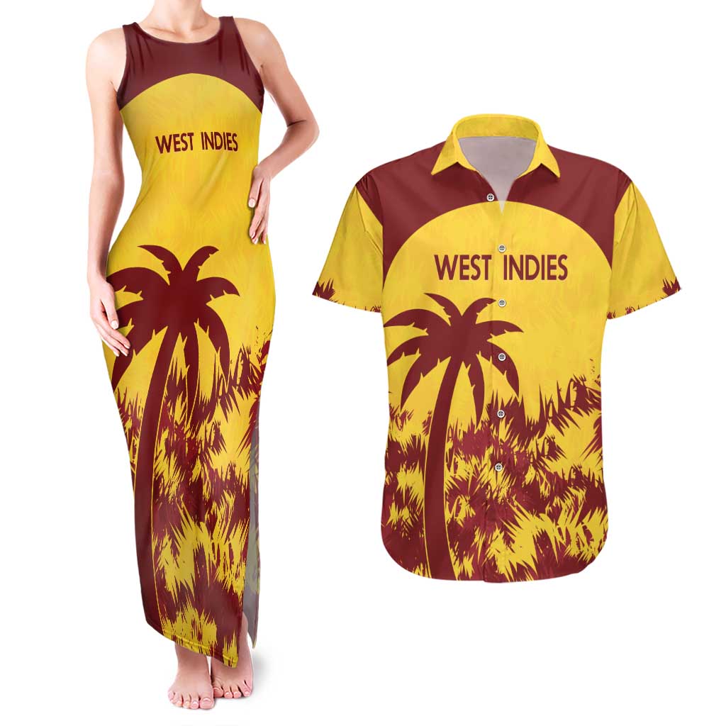 Custom West Indies Cricket Couples Matching Tank Maxi Dress and Hawaiian Shirt Windies Newest Version