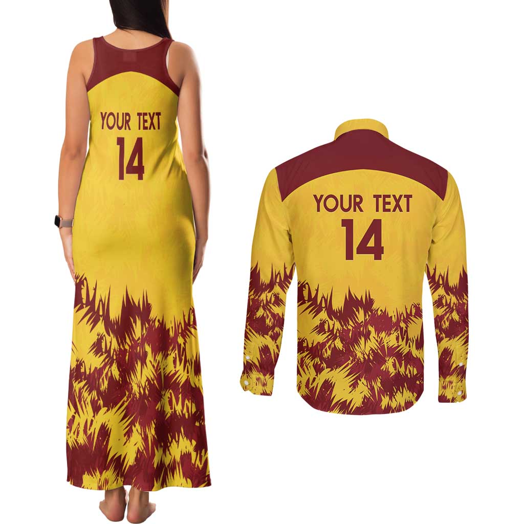 Custom West Indies Cricket Couples Matching Tank Maxi Dress and Long Sleeve Button Shirt Windies Newest Version