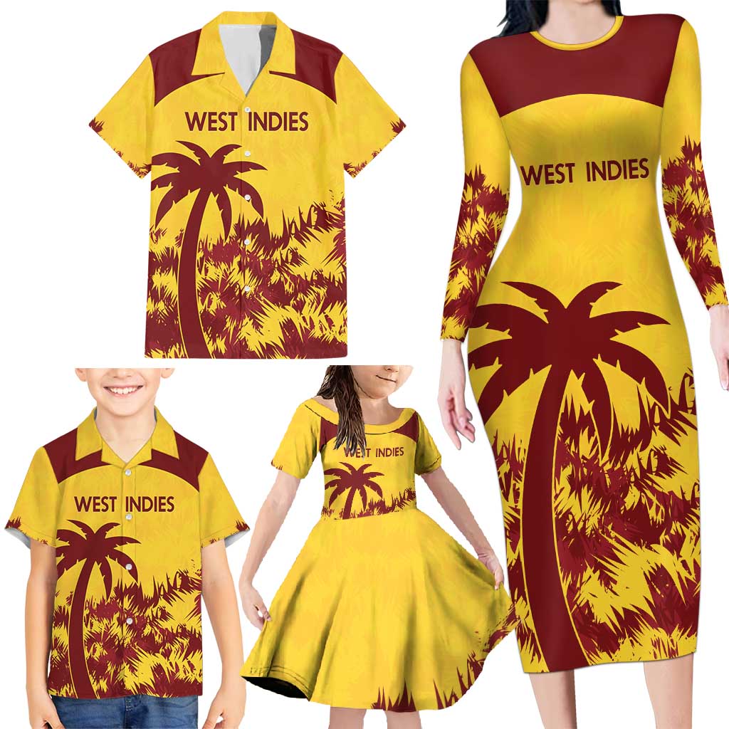 Custom West Indies Cricket Family Matching Long Sleeve Bodycon Dress and Hawaiian Shirt Windies Newest Version